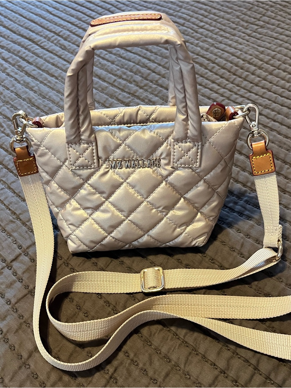 MZ Wallace Petite Metro Tote Deluxe Rose Gold Quilted Crossbody Bag - Picture 2 of 7